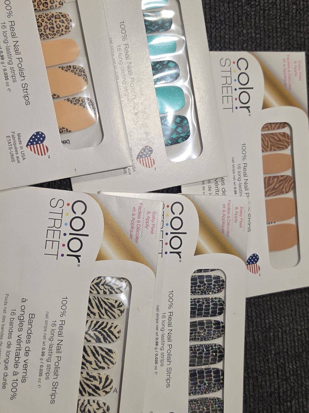 Color Street Nail Strips - Peach, Teal,  Animal Prints